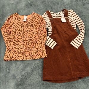 NWT Tahari Girls 3-Piece Fall Outfit Bundle Corduroy Jumper + 2 Long Sleeve Tops